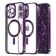 Husa pentru iPhone 14 Pro Max cu MagSafe Sparkle Glare Detachable Layer, cu protectie lentile - deep purple