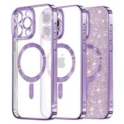 Husa pentru iPhone 15 Pro cu MagSafe Sparkle Glare Detachable Layer, cu protectie lentile - light purple