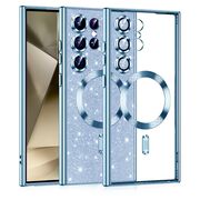Husa pentru Samsung Galaxy S24 Ultra cu MagSafe Sparkle Glare Detachable Layer, cu protectie lentile - light blue
