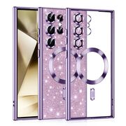 Husa pentru Samsung Galaxy S24 Ultra cu MagSafe Sparkle Glare Detachable Layer, cu protectie lentile - light purple