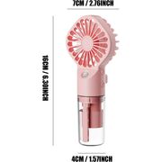 Ventilator portabil 2 in 1 cu umidificator, reincarcabil, 4 viteze, silentios, roz
