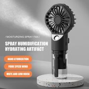 Ventilator portabil 2 in 1 cu umidificator, reincarcabil, 4 viteze, silentios, negru