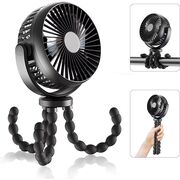Ventilator portabil cu tripod flexibil octopus, reglabil 360 grade, 3 viteze, diametru 11 cm, reincarcabil, negru