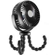 Ventilator portabil cu tripod flexibil octopus, reglabil 360 grade, 3 viteze, diametru 11 cm, reincarcabil, negru