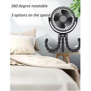 Ventilator portabil cu tripod flexibil octopus, reglabil 360 grade, 3 viteze, diametru 11 cm, reincarcabil, alb