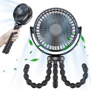 Ventilator portabil cu tripod flexibil octopus, reglabil 360 grade, 3 viteze, diametru 11 cm, reincarcabil, negru