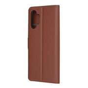 Husa pentru  Samsung Galaxy A13 5G tip carte cu inchidere magnetica, compartimente pentru carduri si functie stand, maro
