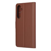 Husa pentru  Samsung Galaxy A35 tip carte cu inchidere magnetica, compartimente pentru carduri si functie stand, maro