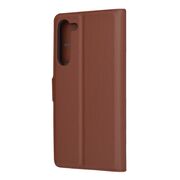 Husa pentru  Samsung Galaxy S23 Plus  tip carte cu inchidere magnetica, compartimente pentru carduri si functie stand, maro