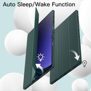 Husa pentru Samsung Galaxy Tab S10 Ultra / S9 Ultra 14.6 inch Soft Shell UltraSlim tip stand, functie sleep/wake-up si slot pentru S-Pen, verde inchis