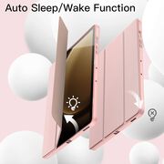 Husa pentru Samsung Galaxy Tab S9, S9 FE Soft Shell UltraSlim tip stand, functie sleep/wake-up si slot pentru S-Pen, rose gold