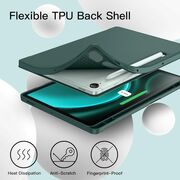 Husa pentru Samsung Galaxy Tab S9, S9 FE Soft Shell UltraSlim tip stand, functie sleep/wake-up si slot pentru S-Pen, verde inchis