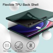 Husa pentru Samsung Galaxy Tab S10 Ultra / S9 Ultra 14.6 inch Soft Shell UltraSlim tip stand, functie sleep/wake-up si slot pentru S-Pen, verde inchis