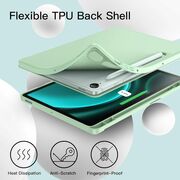 Husa pentru Samsung Galaxy Tab S9, S9 FE Soft Shell UltraSlim tip stand, functie sleep/wake-up si slot pentru S-Pen, verde deschis