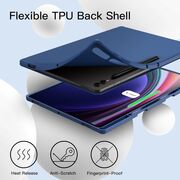 Husa pentru Samsung Galaxy Tab S10 Ultra / S9 Ultra 14.6 inch Soft Shell UltraSlim tip stand, functie sleep/wake-up si slot pentru S-Pen, navy blue