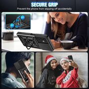 Husa pentru Realme C65 Ring Armor Kickstand Tough Rugged Cover cu protectie camera, negru