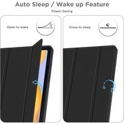 Husa pentru  Samsung Galaxy Tab A9 Plus Soft Shell cu functie wake-up/sleep si compartiment pentru stylus, tip stand - Negru