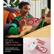 Husa pentru iPhone 15 cu MagSafe Sparkle Glare Detachable Layer, cu protectie lentile - rosu