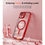 Husa pentru iPhone 15 cu MagSafe Sparkle Glare Detachable Layer, cu protectie lentile - rosu