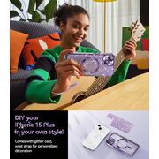 Husa pentru iPhone 15 cu MagSafe Sparkle Glare Detachable Layer, cu protectie lentile - mov