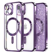 Husa pentru iPhone 15 cu MagSafe Sparkle Glare Detachable Layer, cu protectie lentile - mov