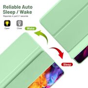 Husa pentru  Samsung Galaxy Tab A9 Plus Soft Shell cu functie wake-up/sleep si compartiment pentru stylus, tip stand - Verde deschis