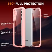 Pachet 360: Husa cu folie integrata pentru  Samsung Galaxy A15 Cover360 fata / spate - roz / transparent
