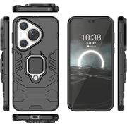 Husa pentru Huawei Pura 70 Pro cu inel Armor Kickstand Tough Rugged Cover, negru