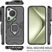 Husa pentru Huawei Pura 70 Ultra cu inel Armor Kickstand Tough Rugged Cover, negru
