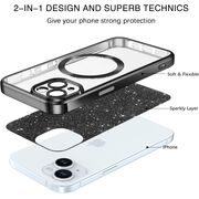 Husa pentru iPhone 13 cu MagSafe Sparkle Glare Detachable Layer, cu protectie lentile - negru / transparent