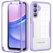 Pachet 360: Husa cu folie integrata pentru  Samsung Galaxy A15 Cover360 fata / spate - mov / transparent