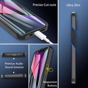 Pachet 360: Husa cu folie integrata pentru iPhone 13 Cover360 fata spate - negru / transparent