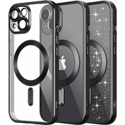 Husa pentru iPhone 13 cu MagSafe Sparkle Glare Detachable Layer, cu protectie lentile - negru / transparent
