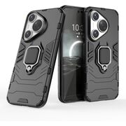Husa pentru Huawei Pura 70 Pro cu inel Armor Kickstand Tough Rugged Cover, negru