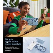 Husa pentru iPhone 13 cu MagSafe Sparkle Glare Detachable Layer, cu protectie lentile - albastru / transparent