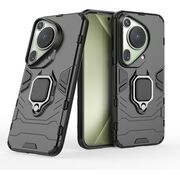 Husa pentru Huawei Pura 70 Ultra cu inel Armor Kickstand Tough Rugged Cover, negru