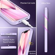 Pachet 360: Husa cu folie integrata pentru iPhone 14 Cover360 fata spate - mov / transparent