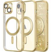 Husa pentru iPhone 13 cu MagSafe Sparkle Glare Detachable Layer, cu protectie lentile - gold / transparent