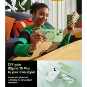Husa pentru iPhone 13 cu MagSafe Sparkle Glare Detachable Layer, cu protectie lentile - light green / transparent