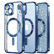 Husa pentru iPhone 13 cu MagSafe Sparkle Glare Detachable Layer, cu protectie lentile - albastru / transparent