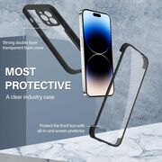 Pachet 360: Husa cu folie integrata pentru iPhone 12 Cover360 fata spate - negru / transparent