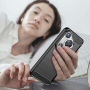 Husa pentru Huawei Pura 70 Carbon Silicone, negru