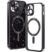 Husa pentru iPhone 13 cu MagSafe Sparkle Glare Detachable Layer, cu protectie lentile - negru / transparent