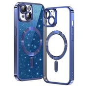 Husa pentru iPhone 13 cu MagSafe Sparkle Glare Detachable Layer, cu protectie lentile - albastru / transparent