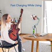 Stabilizator imagine pentru telefon cu trepied, Gimbal cu 3 axe, bluetooth, acumulator reincarcabil, Face Tracking, Time lapse, Inception Mode, alb