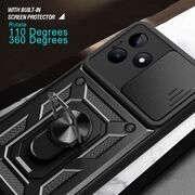 Husa pentru Realme Note 50 cu inel Ring Armor Kickstand Tough Rugged, negru