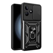 Husa pentru Realme Note 50 cu inel Ring Armor Kickstand Tough Rugged, negru