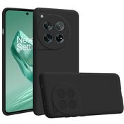 Husa pentru OnePlus 12 Liquid Silicone, subțire, captusita cu microfibra, anti amprentă, protectie cameră foto, negru