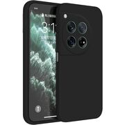 Husa pentru OnePlus 12 Liquid Silicone, subțire, captusita cu microfibra, anti amprentă, protectie cameră foto, negru