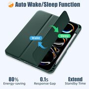 Husa pentru Apple iPad Pro 11" (2024) cu functie wake-up/sleep si compartiment pentru Apple Pen, tip stand, verde inchis